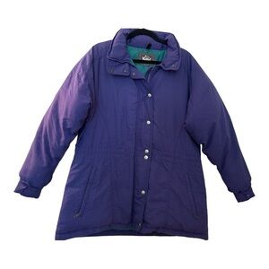WOOLRICH vintage parka, 80s, size Med, Blue-purple color, quilted lining Pockets